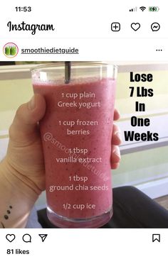 Healthy Diet Smoothies, Fruit Smoothie Recipes Healthy, Easy Healthy Smoothies, Smoothie Recipes Healthy Breakfast, Smoothies And Shakes, Recipes Healthy Breakfast, Protein Smoothies, Shakes And Smoothies, Smoothie Drink Recipes