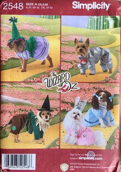 the wizard dog costume pattern is shown in four different styles and sizes, including one for dogs