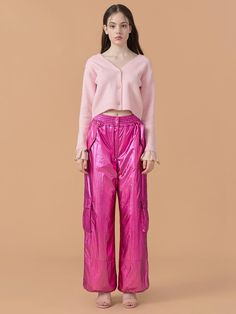 Composition : - MAIN FABRIC: 50% NYLON / 45% POLYURETHANE / 5% ALUMINIUM - LINING: 100% POLYESTER - MATERIAL: 100% PColor : Neon Pink_34,Neon Pink_36,Neon Pink_38Country of Origin : KOREA Casual Pink Wide-leg Cargo Pants, Pink High-waisted Parachute Pants With Relaxed Fit, Pink High-waist Relaxed Fit Parachute Pants, Pink Wide-leg Parachute Pants With Cargo Pockets, High-waisted Fitted Pink Parachute Pants, Neon Pink, Polyester Material, Composition, Neon