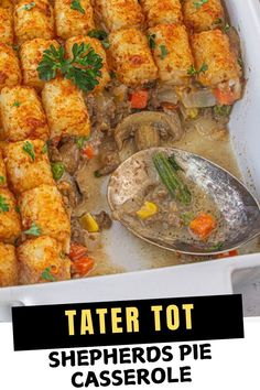 🍲 Give Shepherd’s Pie a makeover! This Tater Tot Shepherd’s Pie combines ground beef, mixed veggies, and a golden tater tot topping – comfort food everyone will love! 💛🥔 Shepherds Pie Casserole, Great Dinner Ideas, Mixed Veggies, Cream Of Broccoli Soup, Hearty Casseroles, Ground Beef Casserole, Beef And Rice, Tater Tots, Lining Up