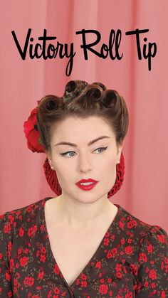 1959s Hairstyles, Short 40s Hairstyles, 1940s Hairstyles For Round Faces, 1950 Hair Tutorial, Victory Rolls Short Hair, 1940 Hairstyles Tutorial, 40s Hair Setting Pattern, Roller Pattern Hair Vintage, 1950s Lifestyle