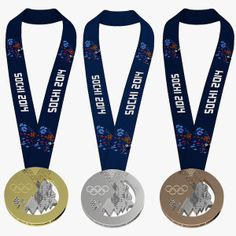 three medals with the same design on them