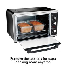 Countertop Toaster Oven Black with Convection and Rotisserie - Super Arbor Countertop Convection Oven, Store Kitchen Appliances, Convection Toaster Oven, Broiled Salmon, Countertop Oven, Hamilton Beach, Convection Oven, Oven Racks, Toaster Oven