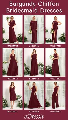 the bridesmaid dresses are all different colors and sizes