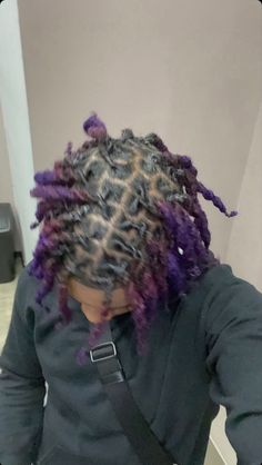 Hair Color Ideas Dreads Men, Purple And Black Hair Men, Colors For Dreads, Loc Colors Men, Color Dreads Black Man, Dread Colors Men, Purple Dyed Locs