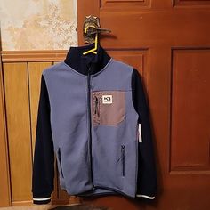 Brand New Size Small Super Soft Inside With Two Pockets. Outside Has Zipper Pockets. Blue Gray With Mauve Zipper Pocket Functional Blue Fleece Jacket For Winter, Blue Long Sleeve Fleece Jacket For Outdoor Activities, Functional Blue Fleece Jacket With Pockets, Blue Fleece Jacket With Pockets For Outdoor, Functional Blue Long Sleeve Fleece Jacket, Blue Long Sleeve Functional Fleece Jacket, Blue Long Sleeve Fleece Jacket, Casual Blue Fleece Jacket For Outdoor Activities, Blue Winter Hiking Fleece Jacket