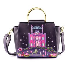 Princess and the Frog Tiana's Palace Crossbody Purse: Show off your Disney fandom with this Princess and the Frog Tiana's Palace Crossbody Purse! It is made of faux leather and features a top zipper closure, adjustable strap, handle, matching themed lining, applique, embroidered, and printed details. This crossbody purse approximately measures 9 3/4-inches wide x 8 1/2-inches tall x 4 1/4-inches deep. Princess Tiana And Prince Naveen, Tiana And Prince Naveen, Disney Princess And The Frog, Prince Naveen, Loungefly Hello Kitty, Loungefly Bag, Disney Handbags, Princess And The Frog, Princess Tiana