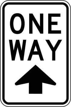 a one way sign with an arrow pointing in the right direction, on a white background