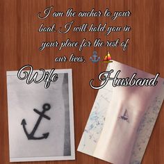 an anchor tattoo on the wrist and a wife's message to her husband, i am the anchor to your boat