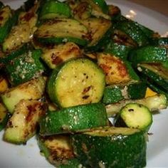 grilled zucchini and squash on a white plate