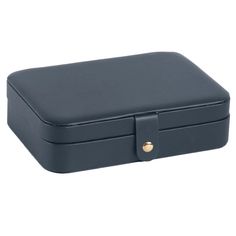 an empty black box with gold handles on a white background