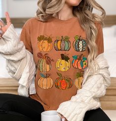 Comfort Colors T-Shirt, Fall T-Shirt, Autumn Pumpkins T-Shirt, Women's Fall Tee, Autumn T-Shirt, Pretty Fall Pumpkins T-Shirt, Autumn Tee by RemingtonandRae on Etsy Autumn Pumpkins, Kids Tee Shirts, Soft Graphic, Fall T Shirt, Oversized T Shirt Dress, Autumn T Shirts, Fall Tee, Gildan Sweatshirts, Kid Tees