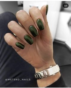 Olive Nails, Plain Nails, Nagel Tips, Classy Acrylic Nails, Makijaż Smokey Eye, Shellac Nails