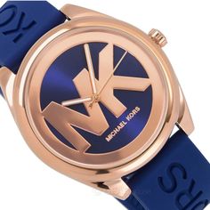 Michael Kors Women's Watch Janelle Navy Blue Silicone Wristwatch * New With Tag And Original Box Blue Watch Accessories With Metal Dial, Mk Watch, Watches Women Michael Kors, Blue Belt, Watch For Women, Michael Kors Accessories, Women's Watch, Michael Kors Watch, Blue Gold