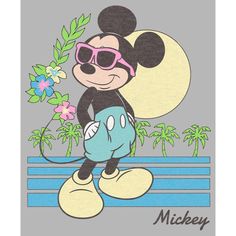 mickey mouse wearing sunglasses and holding a flower