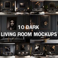 10 dark living room mockups