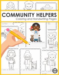 community helpers coloring and handwritinging pages