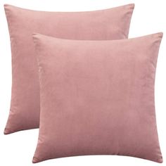 two pink pillows on a white background, one is plain and the other is plain