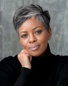 Short Sassy Hair Over 50, Curly Hair Shaved Side, Black Women Short Haircut, Grey Bobs, Shades Of Gray Hair, Micro Pixie, Salt And Pepper Wigs, Silver Hair Short, Short Bob Hair Styles