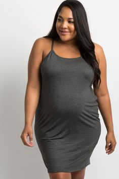 A solid hued plus size maternity sleep dress with cami straps and a rounded neckline. Dress Malaysia, Plus Size Maternity Dresses, Plus Size Maternity, Maternity Midi Dress, Trendy Maternity, Sleep Dress, Mom Stuff, Pink Blush Maternity, Maternity Clothing