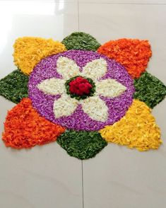 a colorful flower design on the floor