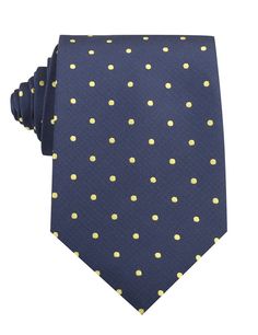 Navy Blue with Yellow Polka Dots Necktie Gentlemen Accessories, Polka Dot Bow Tie, Man About Town, Men's Ties, Polka Dot Tie, Tie Men's, Yellow Polka Dot, Blue Island, Men's Suit