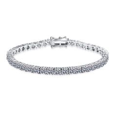 Try this 925 Sterling Silver Moissanite Tennis Bracelet, a dazzling addition to any jewelry collection! Our 925 sterling silver full-studded four-claw moissanite tennis bracelet is more than just a piece of jewelry. It exudes a sense of elegance, sophistication, and class that will make you feel confident and empowered. The four-claw design signifies strength and resilience, while the shimmering moissanite stones symbolize clarity and purity. Whether you're dressing up for a special occasion or Moissanite Bracelet, Bracelet Tennis, Special Necklace, Silver Jewelry Rings, Tennis Bracelet Diamond, Bracelets For Women, Aaliyah, Moissanite Diamonds, Tennis Bracelet