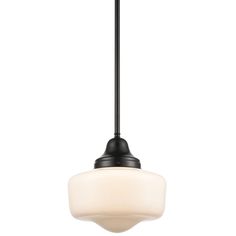 a black and white light hanging from a ceiling fixture