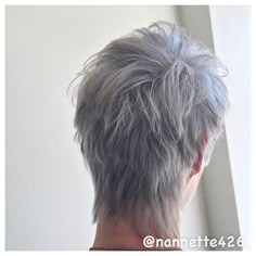 Grey Mullet Hair, Silver Mullet Hair, Short Shaggy Mullet Straight Hair, Shag Mullet Back View, Feminine Mullet Shag Short, Short Shag Mullet, Mullet Pixie, Modern Mullet Haircut, Shag Mullet