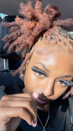 Orange Invisible Locs, Brown Locs, Black Locs, Wear Headphones, Mirror Flicks, Cute Natural Hairstyles, Short Locs Hairstyles, Faux Locs Hairstyles