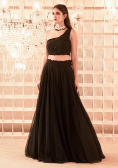 Charu & Vasundhara-Black Embroidered Lehenga Set-INDIASPOPUP.COM Bridesmaid Dresses Indian, Pakistani Lehenga, Lehenga Bridesmaid, Lehenga Pattern, Indian Wedding Lehenga, Sangeet Outfit, Diwali Outfits, Black Lehenga, Content Writer