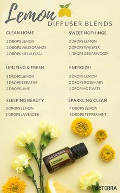 Lemon essential oil doterra diffuser blends Lilin Aroma, Doterra Oils Recipes, Essential Oil Combinations, Doterra Essential Oils Recipes, Essential Oil Diffuser Blends Recipes, Lemon Essential Oil