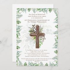 ANY Ordination Anniversary Invitation Rustic Wood Size: 5" x 7". Color: Matte. Gender: unisex. Age Group: adult. Pattern: floral. Rustic Wood Cross, Cross Wedding, Retirement Invitations, Anniversary Invitation, Rustic Cross, Text Template, Anniversary Invitations, Rustic Invitations, Baptism Invitations