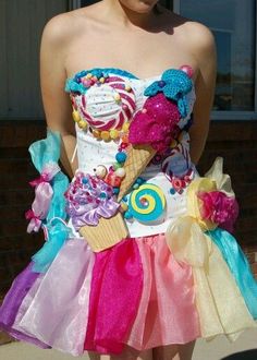 Candy dress costume Cake Costume, Candy Costumes, Crazy Costumes, Candy Dress, Evil Witch