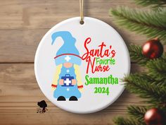 personalized christmas ornament for santa's favorite nurse samantana 2020