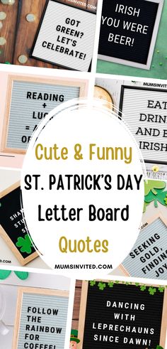 st patrick's day letter board quotes for kids and adults to use in the classroom