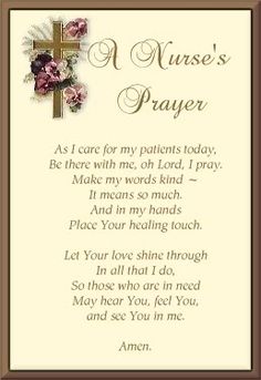 a cross with flowers on it and the words, a nurse's prayer