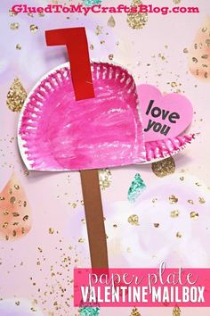 a paper plate valentine's day mailbox craft for kids with the letter i on it