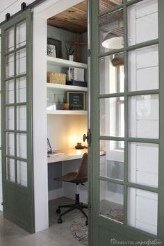 an open door leading into a home office