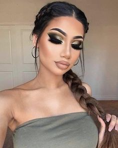 Eyeshadow Tutorial For Beginners, Pretty Eyeshadow, Drag Make-up, Gold Eyeshadow, Evening Makeup, Green Eyeshadow