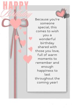 a happy birthday card with hearts on it