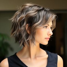 Short haircuts for Thin hair to Boost Your Volume Short Haircuts For Petite Women, Short Layered Haircuts Thick Hair, Short Hair Long Sides, Layered Aline Bob, Short Fall Hairstyles Cut And Color, Shag Bob Haircut For Fine Hair, Volume Haircuts For Fine Hair, Bangs With Short Bob, Funky Haircuts For Women