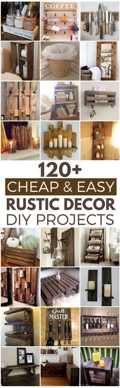 many different types of wooden crates and boxes with the words cheap and easy rustic decor diy projects