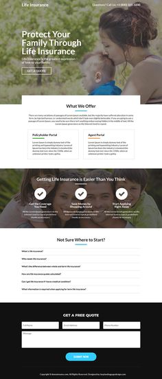 the homepage for life insurance, which is designed to look like it's being used