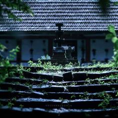 an old building with steps leading up to it