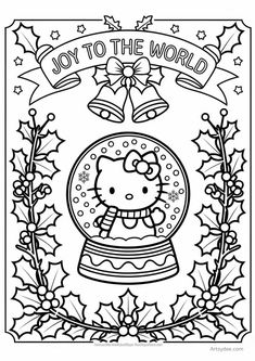 the hello kitty christmas coloring page