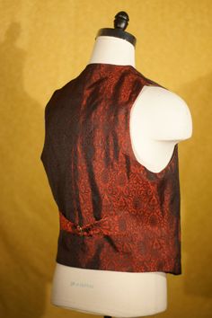 Custom Silk Brocade Vests---In Crimson Classic Red Sleeveless Vest, Elegant Fitted Red Vest, Red Fitted Sleeveless Vest, Silk Brocade, Fantasy Dress, Denver Co, Mens Clothing, Clothing Items, Denver