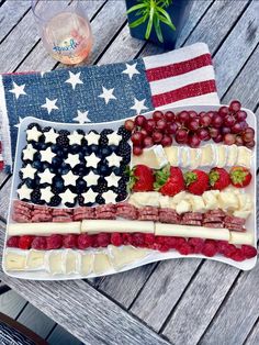 an american flag made out of fruit on a plate