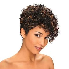 This hairstyle combines the elegance of tight curls with the convenience of a pixie cut, making it a great choice for those seeking a fashionable yet practical look. Length: Short, pixie cut. Texture: Tight, well-defined curls. Color: Natural black. Style: Close-cropped sides and back with more volume and length on top, creating a tapered effect. Overall Look: Chic and modern, offering a stylish and low-maintenance option. Women's Haircuts, Curly Hair Photos, Short Curly Haircuts, Short Curly Bob, Haircuts For Curly Hair, Web Images, Curly Hair With Bangs, Curly Bob Hairstyles, Penteado Cabelo Curto