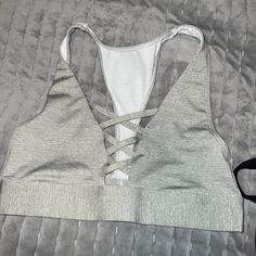 Never Worn Brand New Affordable Victoria's Secret Summer Tank Top, Vs Pink Logo, Grey Lace, Strappy Bra, Padded Sports Bra, Victoria Secret Sport, Racerback Sports Bra, Pink Sports Bra, Bralette Tops